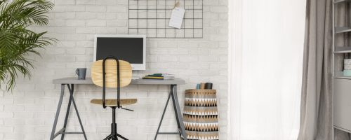 White study room with industrial style decorative details